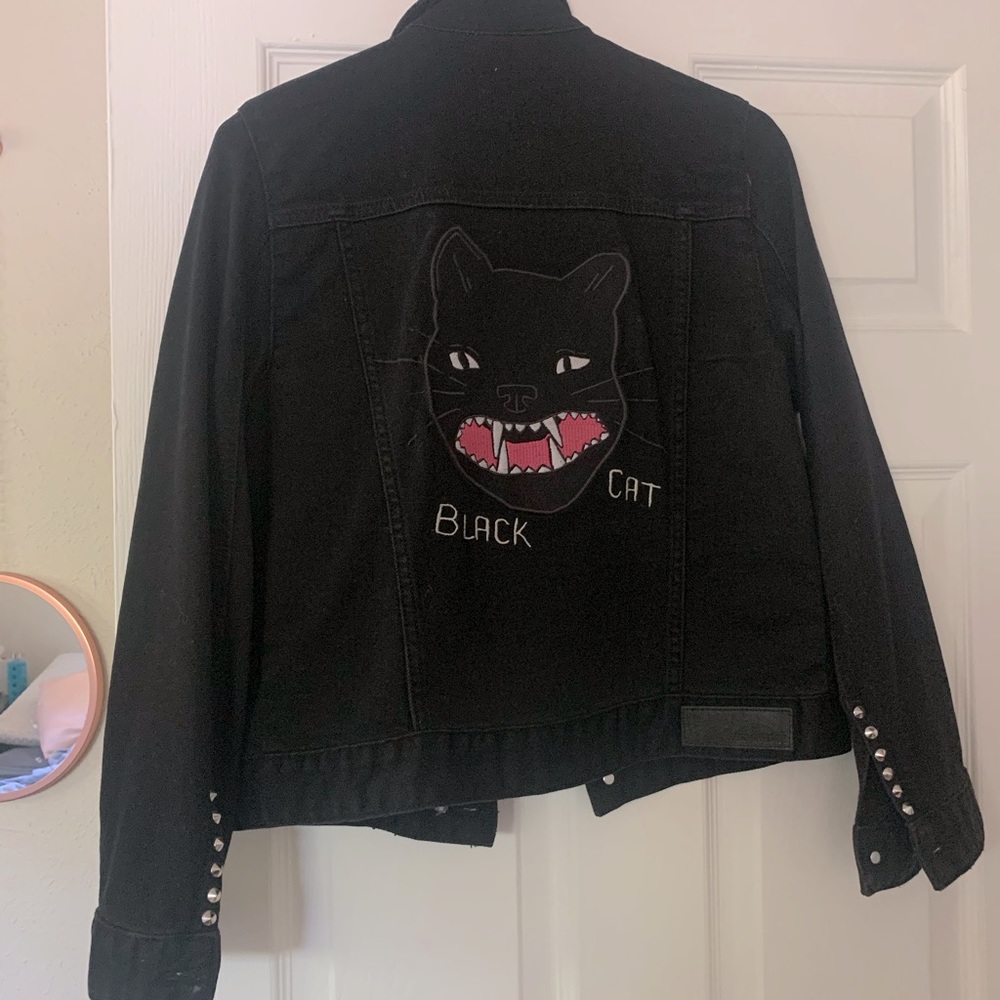 ZADIG & VOlTAIRE Denim Black Cat MOTO Jacket Sz S